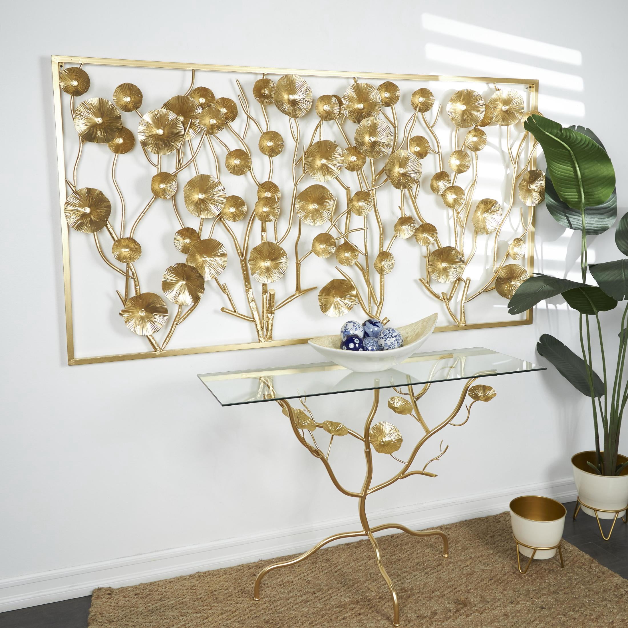 DecMode Gold Metal Dimensional Floral Wall Decor