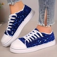 thumbnail image 3 of Rokment Womens Sparkly Sequin Low Top Fashion Sneakers 2026 Spring Fall Glitter Walking Flat Casual Canvas Performance Tennis Shoes Blue Size 8.5, 3 of 5