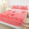 thumbnail image 3 of Castle Fairy Dance Gymnastics Girl 3pcs Twin Sheet Sets,Sparkling Sequin Twin Fitted Sheet,Red White Breathable Flat Sheet,Ultra Soft Home Decor, 3 of 7