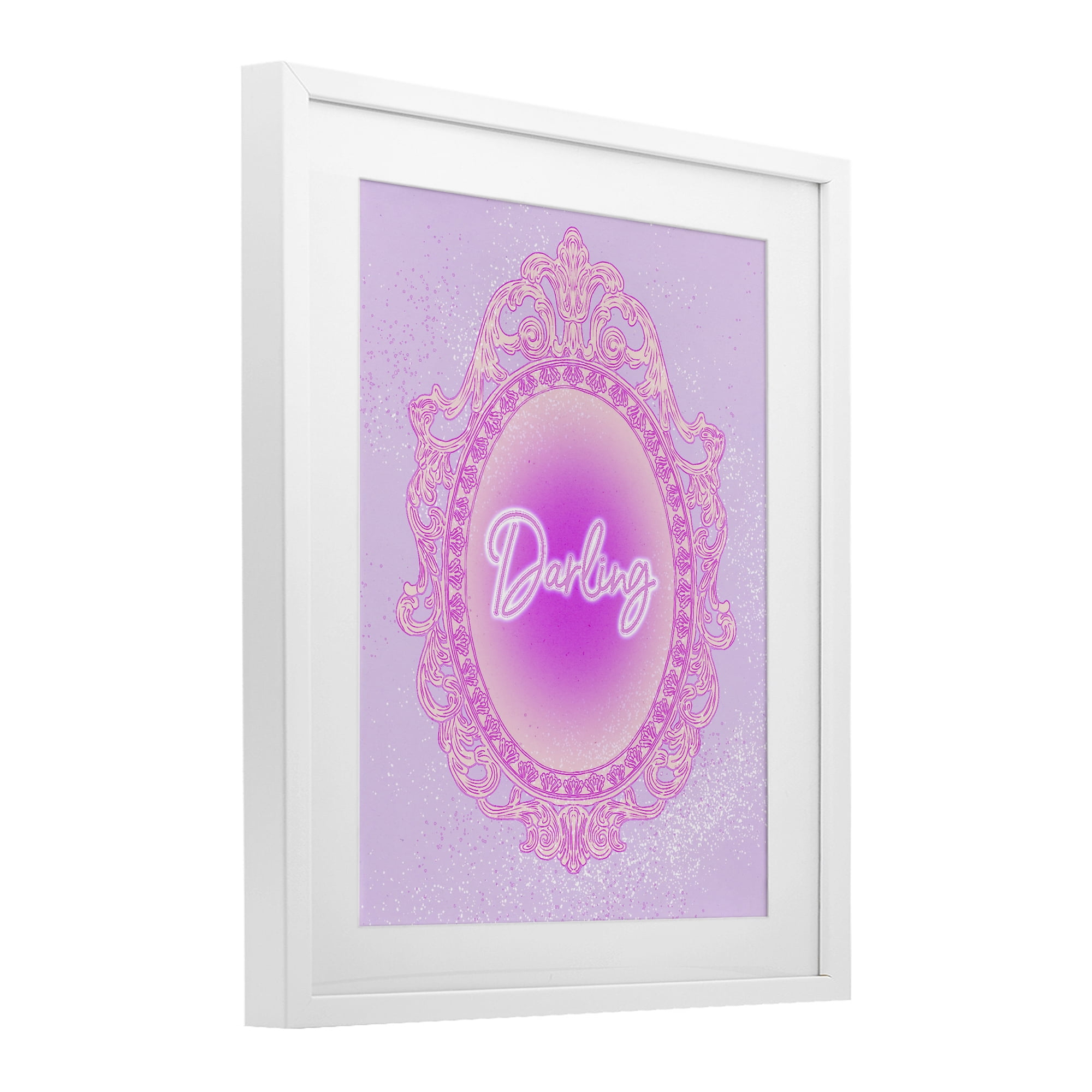 Stupell Industries Darling Ornate Mirror White Framed Print Under Glass, design by Ziwei Li
