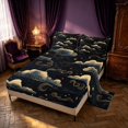 thumbnail image 2 of Homewish Clouds Stars Bed Sheets, Black and Gold Full Size Sheets, 4 Pieces, 1 Flat Sheet, 1 Fitted Sheet and 2 Pillowcases, 2 of 6