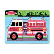 Melissa & Doug Fire Truck Sound Puzzle - Wooden Peg Puzzle With Sound Effects (9 pcs)
