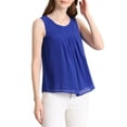 thumbnail image 5 of INSPIRE CHIC Women's Pleated Front Sleeveless Lined Chiffon Tank Top Blue M, 5 of 6