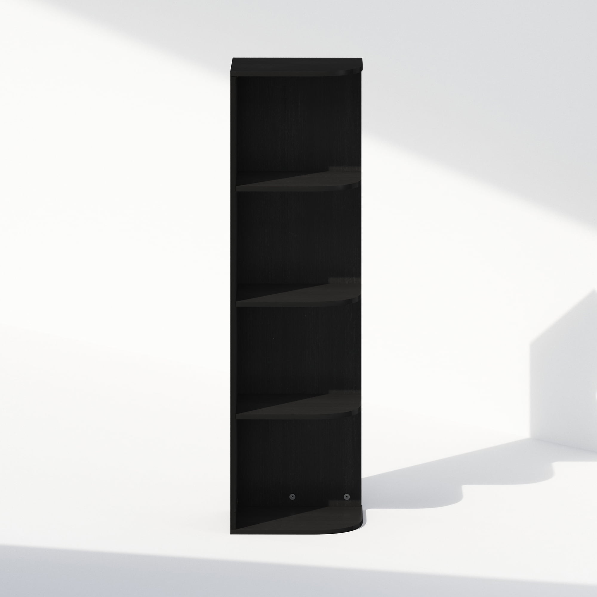 Furinno Reed 4-Tier Space Saving Corner Storage Display Shelf, Bookshelf, Blackwood