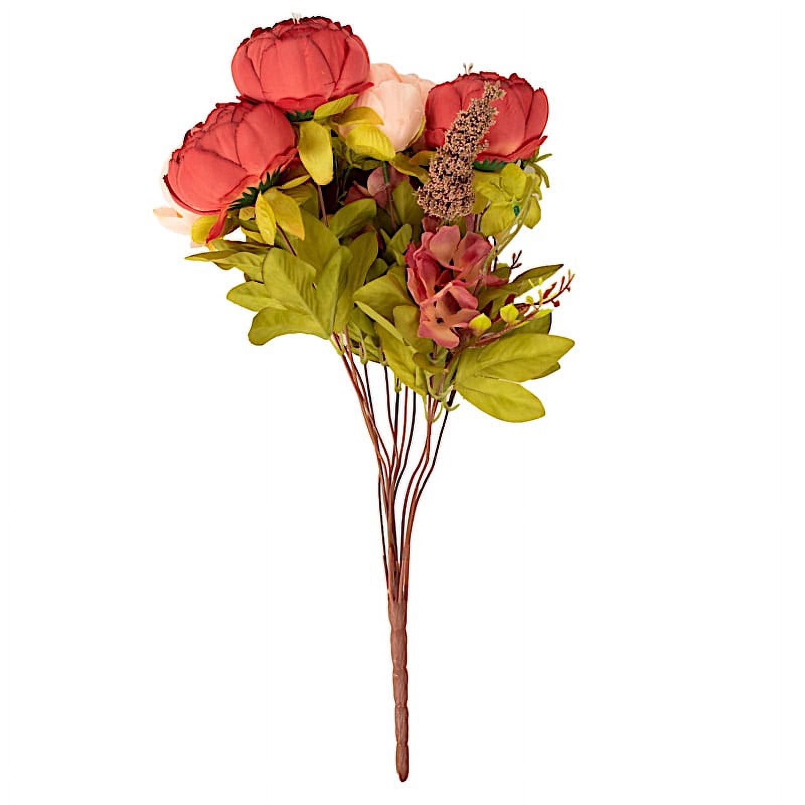 BalsaCircle 2 Bouquets Burgundy Dusty Rose 19 in Artificial Peony Flowers Silk Floral Bushes Party Events Decorations Supplies