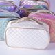 thumbnail image 4 of Bolso cosmético de cuero de la tela escocesa del diamante del laser, bolso cosmético portátil, material de la PU, 4 of 5