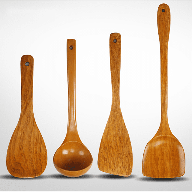 Espátula de Madera para Cocinar - Madera Dura Ideal para Estufa, Utensilios de Cocina y Wok - Volteador de Madera JAMW Sencillez