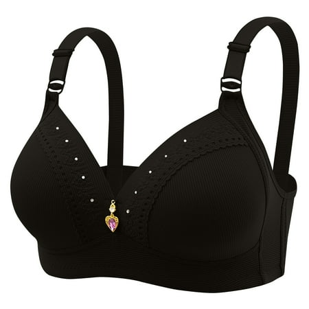 LISTHA Push Up Bras for Women Wirefree Seamless Breathable T-Shirt Bra Adjustable Straps Full Coverage Everyday Bralettes Black 42