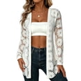 thumbnail image 2 of Womens Lightweight Cardigan Long Sleeve Open Front Jacquard Sheer Cardigan | Beach Cover Up, Thin Cardigan, Cute, Business Casual, Light, Jackets, Shrugs, Outerwear, Fall Fashion 2026 White,2XL, 2 of 7