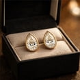 thumbnail image 4 of 2Ct Pear Cut Lab Created Diamond Solitaire Stud Earrings 14K Yellow Gold Plated, 4 of 6