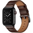 thumbnail image 1 of Compatible con Apple Watch Band 45 mm 44 mm 42 mm, correa de repuesto de correa de cuero genuino compatible con Apple Watch Series 7/6/5/4/3/2/1/SE, marrón oscuro JFHHH pequeña, 1 of 5