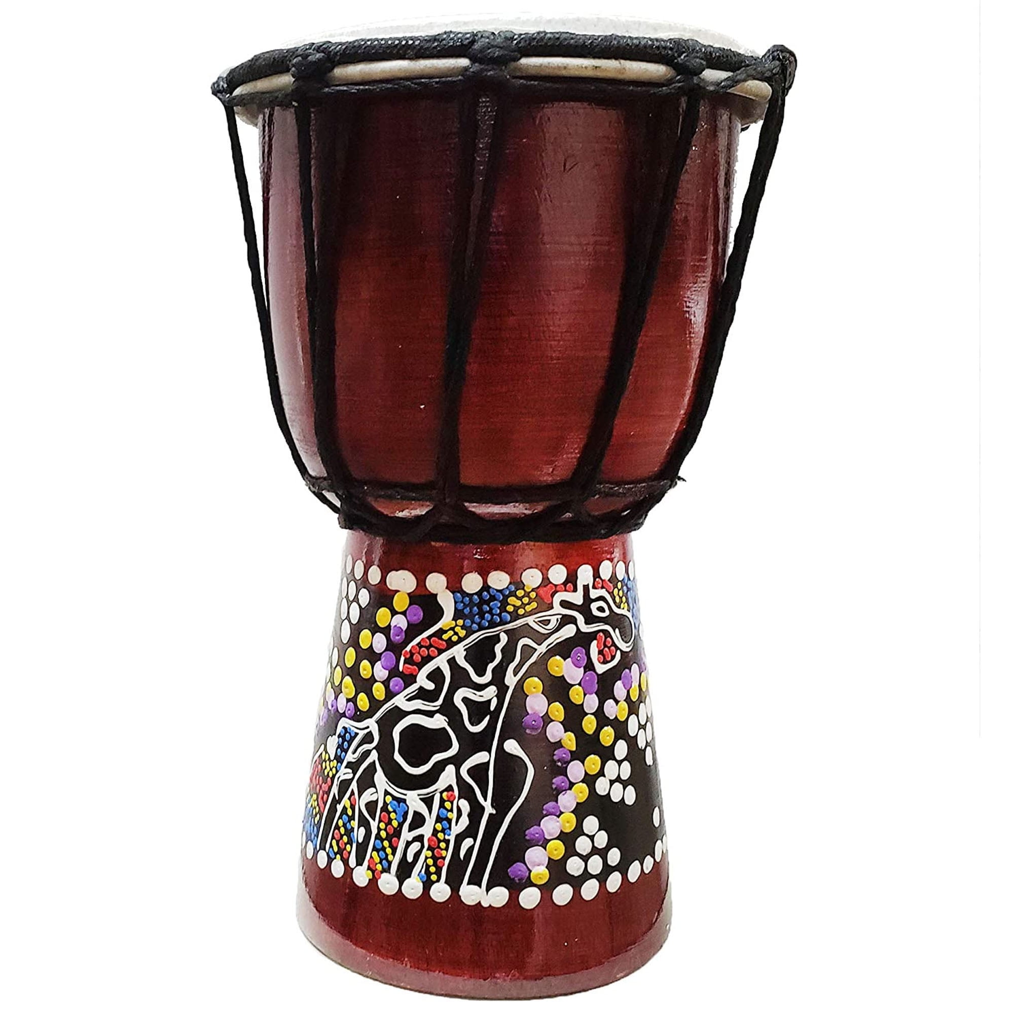 Djembe Drum Hand Painted Multicolor Dots With Unique Random Patterns