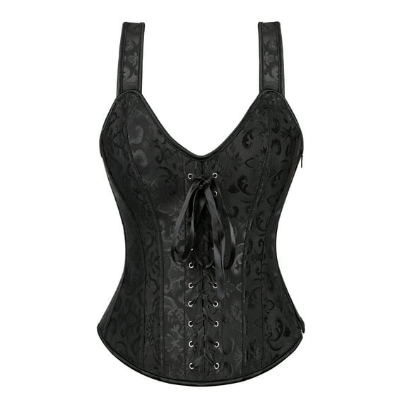 Grebrafan Womens Corset Straps Renaissance Princess Bustier Black 7XL