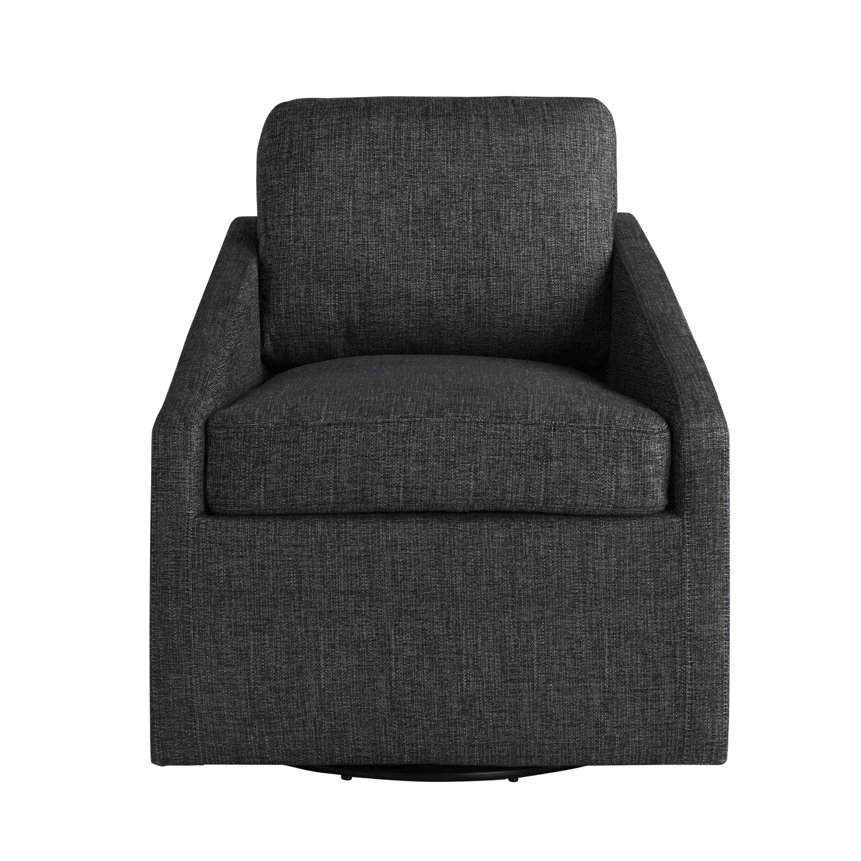 Studio Living Harvard Modern Swivel Accent Chair, Black Chenille Fabric