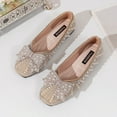 thumbnail image 4 of Viluyesy Womens Ballet Flats, Cute Pearl Bow Wide Width Round Toe Slip-On Shallow Dress Shoes Beige, 4 of 8