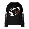 thumbnail image 4 of FAVIPT Women' Football Lover Casual Waffle Hoodie,Waffle Knit Hoodie for Women Game Day Sweatshirt Oversized Graphic Long Sleeve Sweater Football Season Pullover 2024 Black,L, 4 of 4