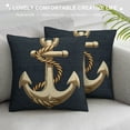 thumbnail image 3 of COMIO  Nautical Rudder Anchor Throw Pillow Covers Denim Texture Navy Blue Decorative Pillows Case Outdoor Cushion Covers for Couch Sofa Bed Home Decor, 3 of 5