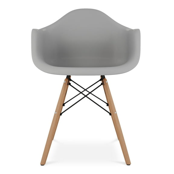 Modholic Eiffel Armchair With Wood Legs, Gray
