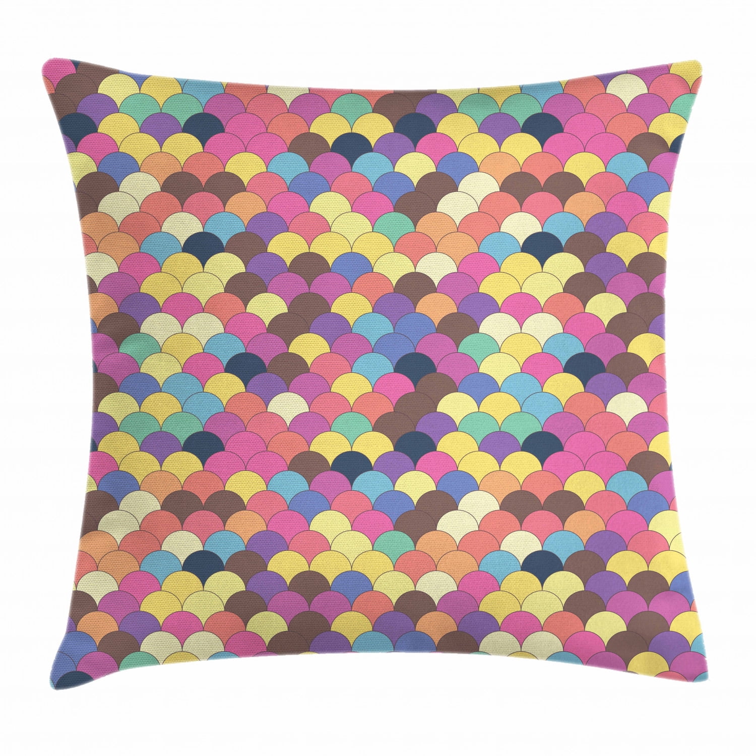 Scales Throw Pillow Cushion Cover, Pastel Colored Orderly Half Circle