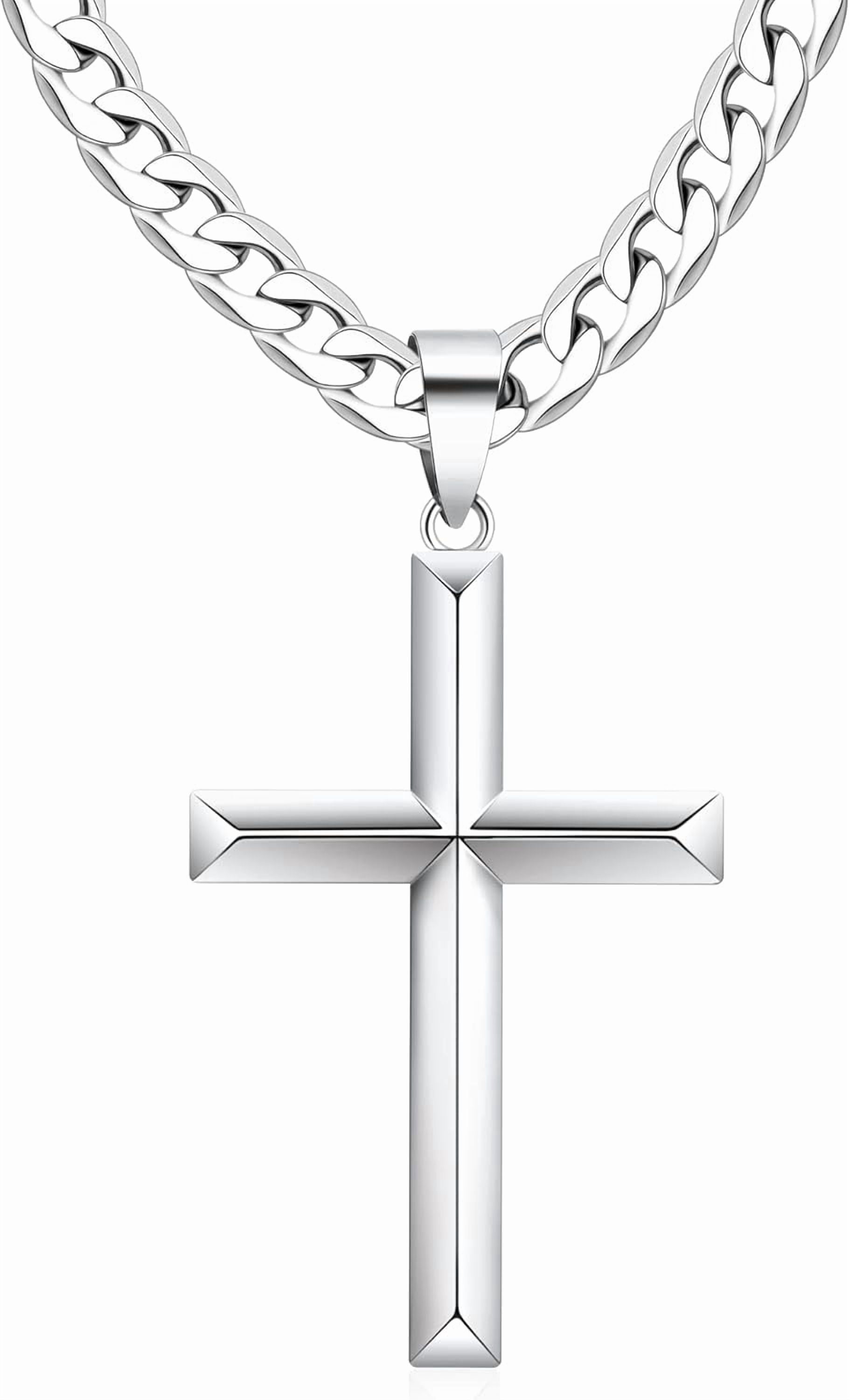 ZXB Jewelry, 925 Sterling Silver Cross Necklace, Durable Wheat