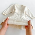 thumbnail image 4 of Girls Sweater Dresses Long Sleeve 6M-6Y Toddlers Kids Casual Solid Color Crochet Knitted Crewneck Loose Pullover Soft Warm Peplum Mini Dress, 4 of 6