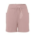 thumbnail image 4 of Workout Shorts Women Summer Sports Fashion Lightweight Casual High Waist Drawstring Pockets Elastic Summer Beach Fabric Bermuda Cargo Board Gym Pink Bottoms Sizes 2XL, 4 of 5