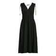 thumbnail image 5 of Time and Tru Women's V Neck Smocked Midi Dress, Sizes XS-XXL, 5 of 5