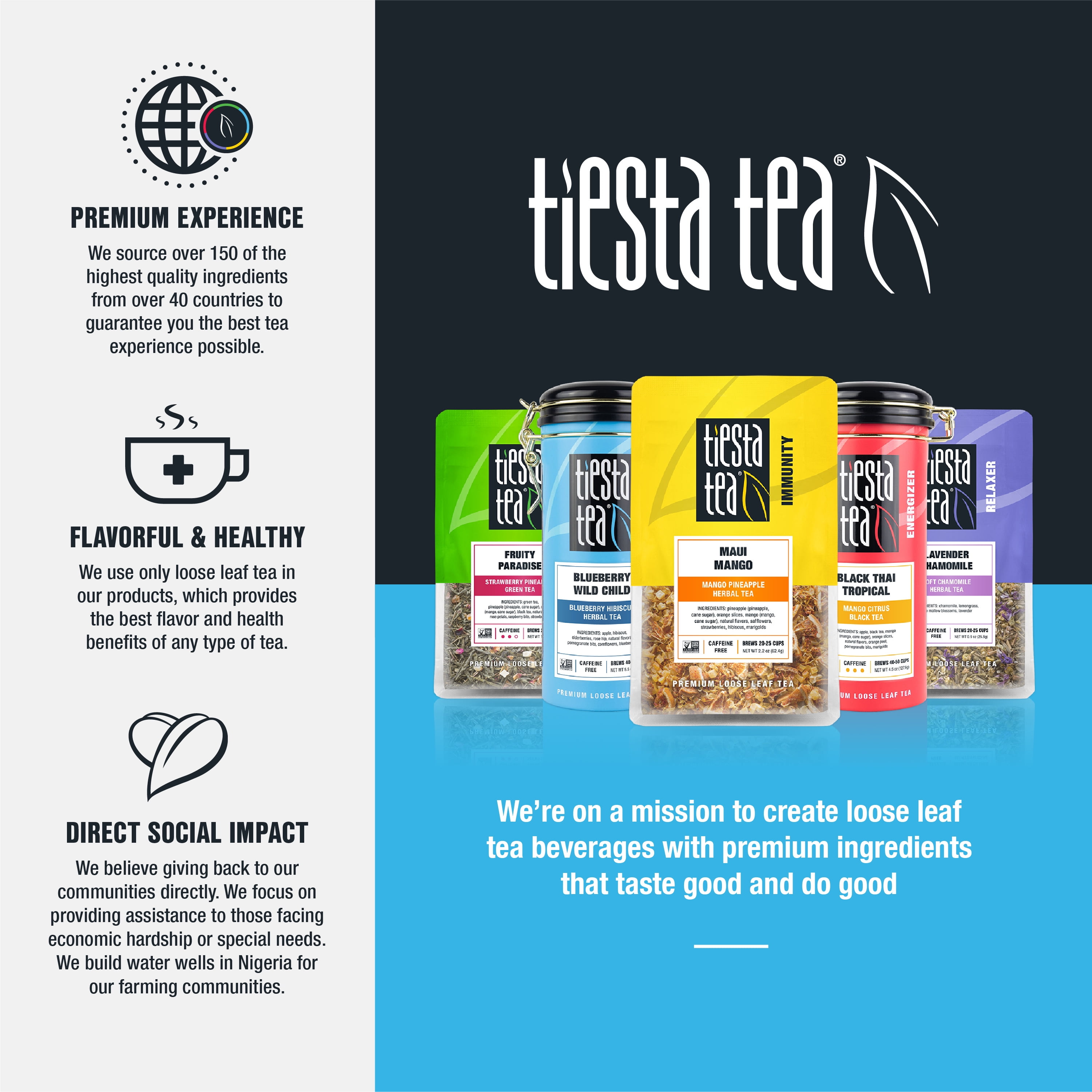 Tiesta Tea - Chocolate Ginger Turmeric, Immunity Loose Leaf Herbal Tea, Caffeine Free, GMO-Free, Make Hot or Iced Tea & Brews Up to 50 Cups - 5 Ounce Tin