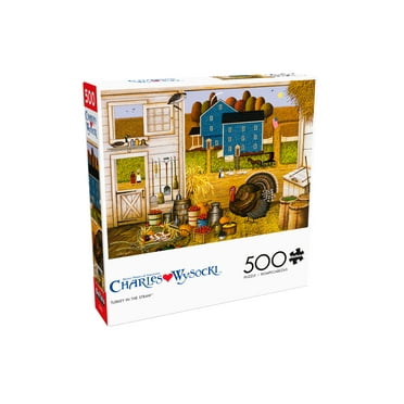 Buffalo Games Charles Wysocki Turkey In The Straw 500-Piece Interlocking Jigsaw Puzzle for Adults Ages 14 