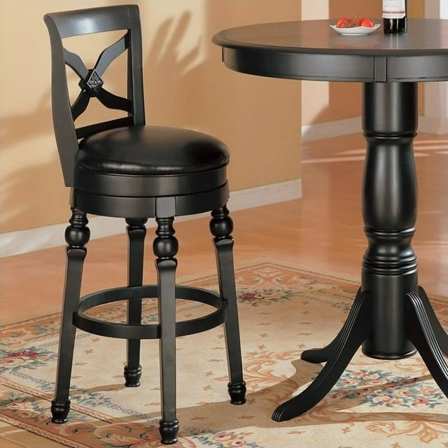 Coaster Lathrop 29" Faux Leather Swivel Bar Stool in Black