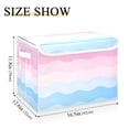 thumbnail image 5 of Yayeee Collapsible Storage Bin with Lid Fabric Closet Decorative Basket with Handles, Light Pink Stripes, 5 of 7