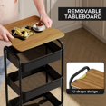 thumbnail image 3 of 3 Tier Rolling Cart with Table top, Metal Utility Cart, Sturdy Storage Organizer Cart with Locking Wheels & Hooks for Office, Classroom, Kitchen and Bathroom, 3 of 16