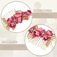 thumbnail image 6 of Unique Bargains 4 Pcs Rhinestone Hair Comb for Bride Flower Side Comb Headpiece Rose Red, 6 of 7