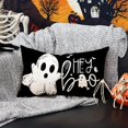thumbnail image 2 of Halloween Pillow Covers 12x20 inch White Ghost Hey Boo Decor black Halloween Lumbar Pillow Covers Decorative for Halloween Home Decor for Sofa 026, 2 of 6