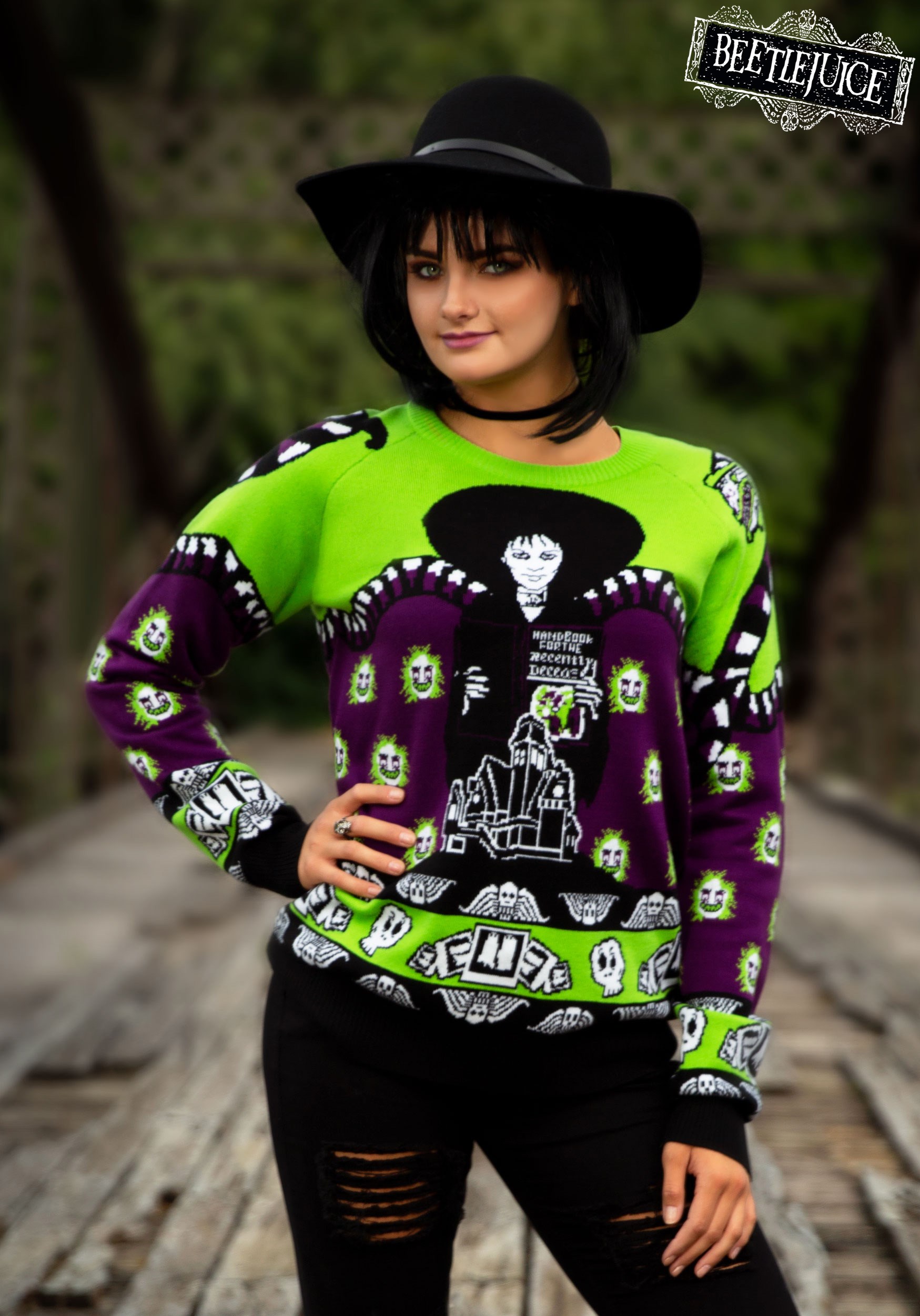 FUN Wear Adult Beetlejuice Lydia Deetz Halloween Sweater