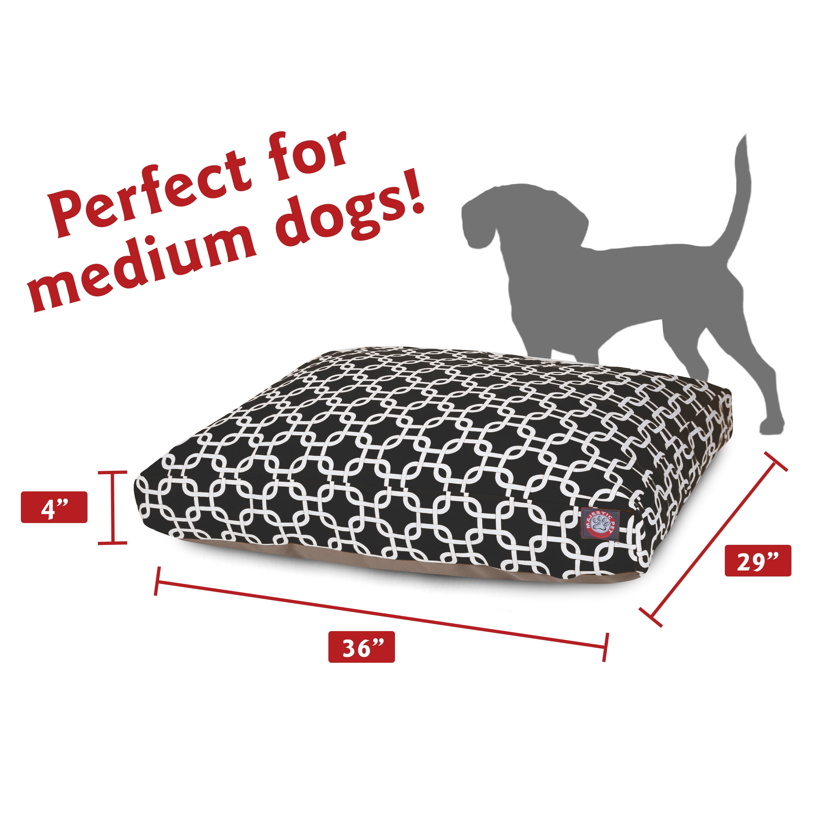 Majestic Pet | Links Rectangle Pet Bed For Dogs, Removable Cover, Black, Medium