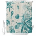 thumbnail image 2 of Turquoise Starfish Waterproof Fabric Shower Curtain,Ocean Nautical Seahorse Coral Shell Waterproof Fabric Shower Curtain for Bathroom Curtains Bathtubs Shower Curtains with 12 Hooks Standard 66x72, 2 of 8