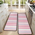 thumbnail image 4 of Kitchen Rugs Sets Of 2,Pink and Green Striped Pattern Anti Fatigue Kitchen Mat Rugs Non Slip Washable,Decorative Kitchen Floor Mats for Kitchen,Sink,Laundry,17"x47"+17"x47", 4 of 5