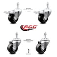 thumbnail image 2 of 3 Inch Phenolic Swivel 3/8 Inch Threaded Stem Caster Set 2 Total Lock Brake SCC, 2 of 2