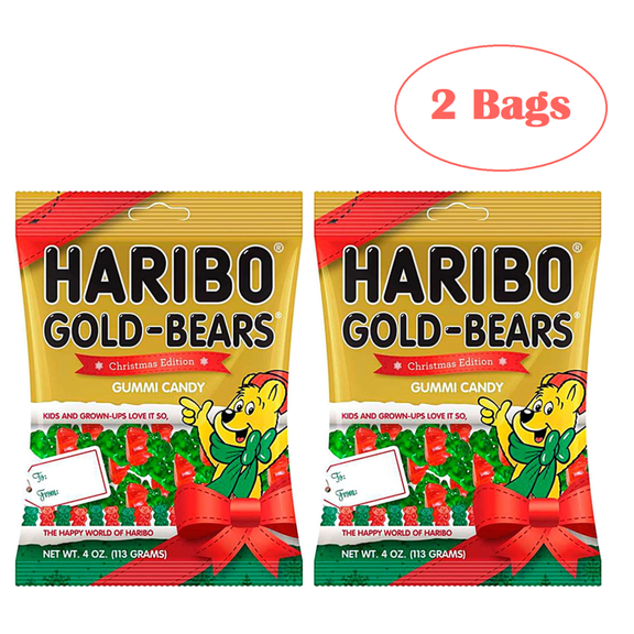 Haribo Gold Bears Christmas Edition Gummy Candy, 4 oz (2 Bags) Limited Edition