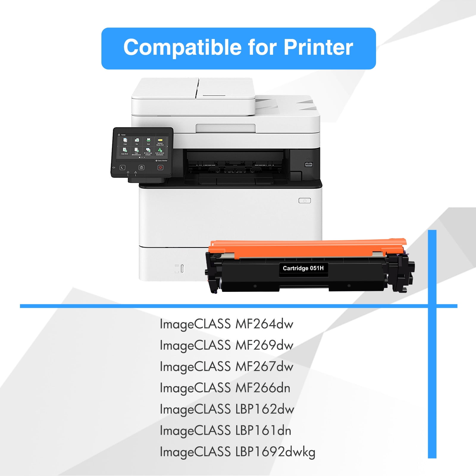 Cartridge 051H 10-Pack Compatible Toner Cartridge for Canon 051 051H imageCLASS MF264dw MF269dw MF267dw MF266dn MF263dn LBP162dw LBP161dn LBP1692dwkg Ink Printer Black
