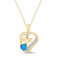 thumbnail image 2 of AFFY Simulated Blue Topaz & White Natural Diamond Mom Heart Pendant Necklace in 14k Yellow Gold Over Sterling Silver, 2 of 5