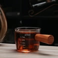 thumbnail image 3 of Taza medidora de café de vidrio, 75 ml / 2.54 Jarra triple de medición transparente de medida de un solo con mango de madera anti, 3 of 9