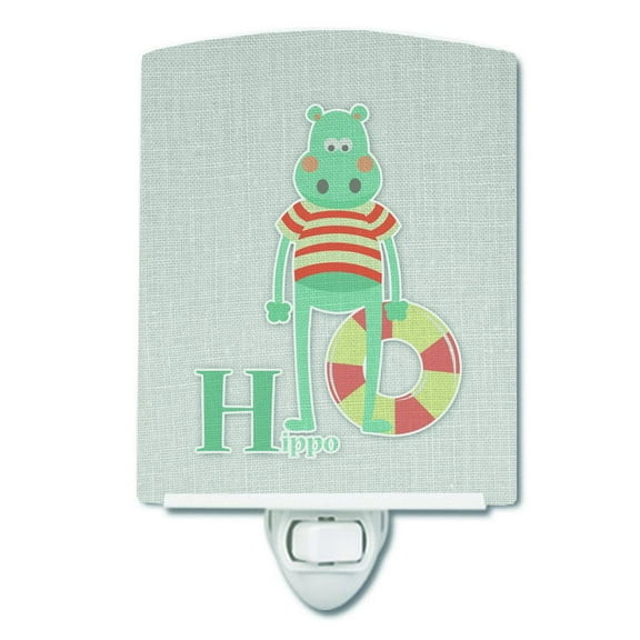 Caroline's Treasures BB5733CNL Alphabet H for Hippopotamus Ceramic Night Light, 6x4x3", multicolor