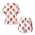 thumbnail image 5 of Naloa Hand Drawn Strawberry Women's Short-Sleeved Pajama Set, Loungewear, Summer pajamas, Breathable Cozy - Large, 5 of 9