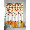 thumbnail image 5 of Orange Fall Thanksgiving Pumpkin Shower Curtain, Retro Autumn Maple Leaf Bathroom Decor Curtains Set with Hooks, White Waterproof Fabric Home Accessories， Stall 36 X 72 Inch, 5 of 6