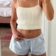 thumbnail image 3 of MKLEKYY Pantalones Cortos para Mujer, Moda Femenina, A Rayas, Cintura Alta, con Cordones, Informales, Sueltos y Rectos, Pantalones Cortos para Niñas, 3 of 4