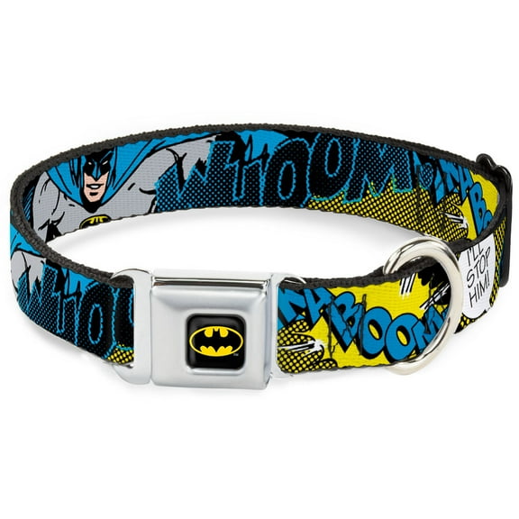 DC Comics Pet Collar, Dog Collar Metal Seatbelt Buckle, Batman Scene, 9.5 to 13 Inches 1.0 Inch Wide
