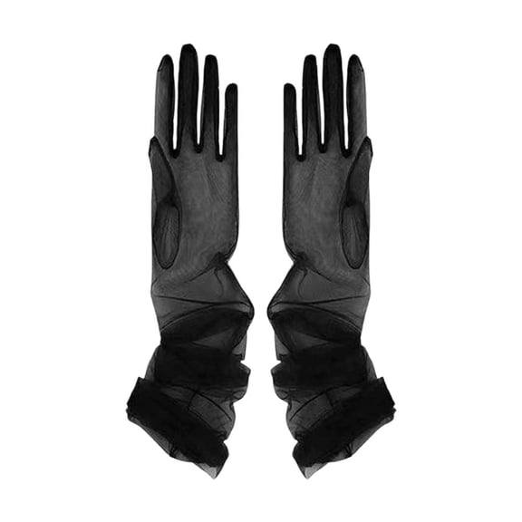 OADUKQ Sheer Mesh Gloves, Retro Opera Length Gloves, Bridal Wedding Accessories and Vintage Formal Events, Black, 21.6 X 3.9 in