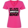 thumbnail image 3 of Inktastic Eat, Sleep, Wrestle, Repeat Women's V-Neck T-Shirt, 3 of 5